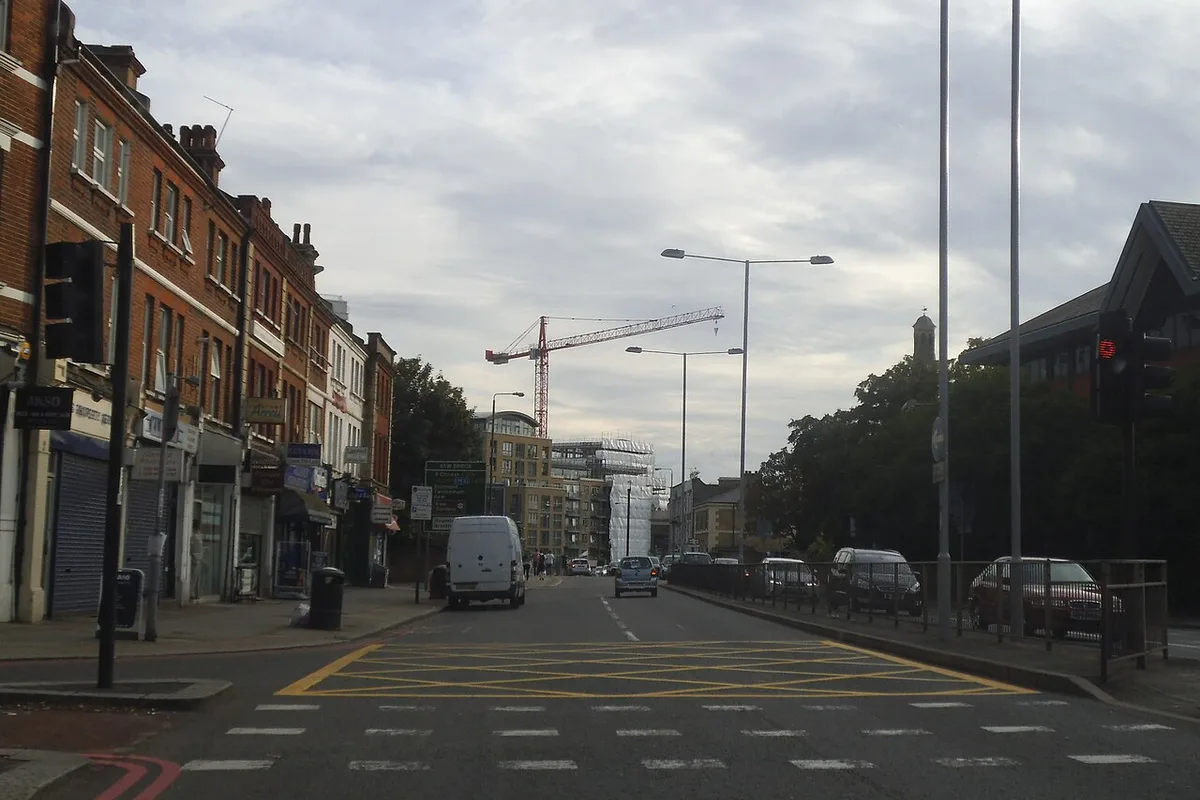 Chiswick High Road looking west towards Brentford, where most of the borough's building is happening